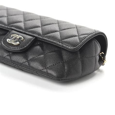 CHANEL Caviar Quilted Glasses Case With Chain Black